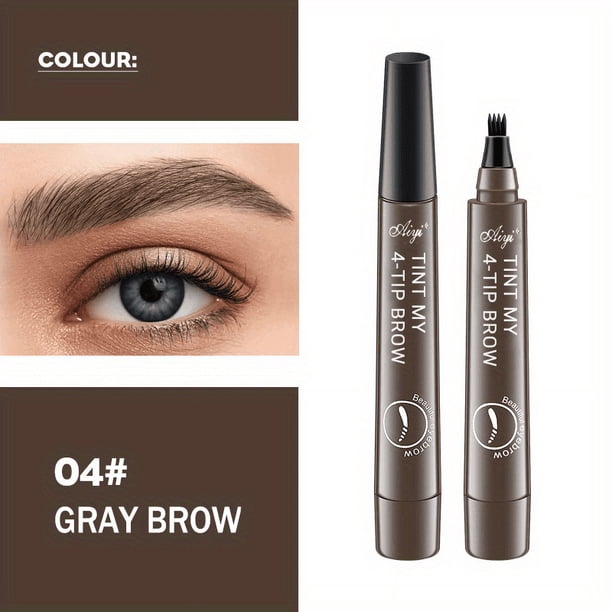 4 Split Tip Water Eyebrow Pencil, Long Lasting Waterproof, Simulated Natural Vivid Eyebrow , Clear Texture, No Decolorize Eyebrow Pen