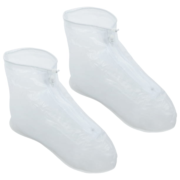 REGALWOVEN Par Unisex Impermeable Reutilizable Cubiertas para Zapatos de Lluvia Botas Altas hasta el Tobillo Antideslizantes S Blanco Mate