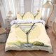thumbnail image 1 of 3pcs Hot Cocktail Martini Illustration Printed Bedding Set, 1 of 1