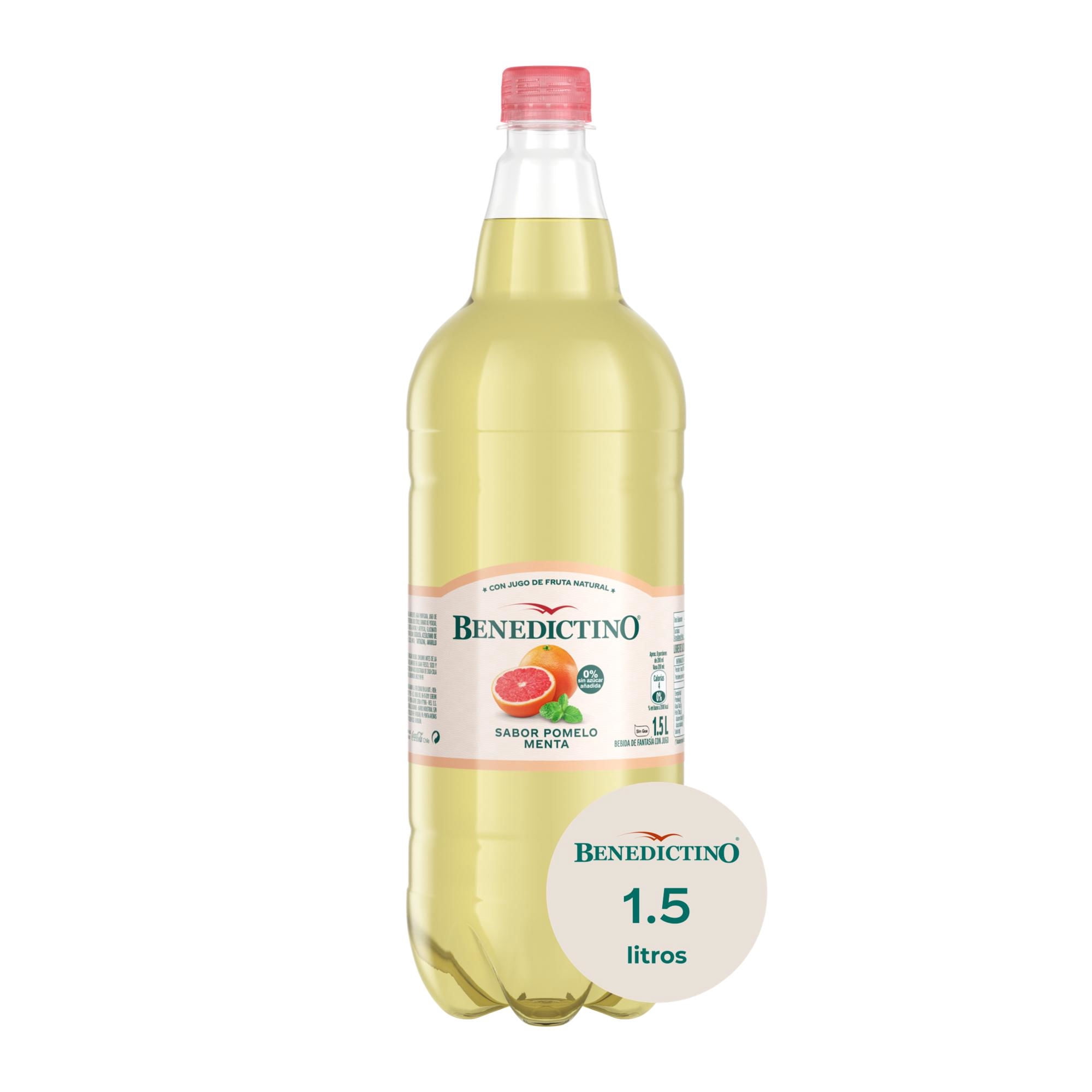 Agua Saborizada Pomelo Menta Sin Gas Botella 1,5 L Benedictino