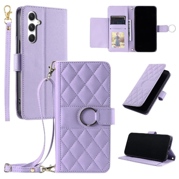 Funda tipo billetera FOXDOCK para Samsung Galaxy S25 – Tapa abatible con correa para mujer