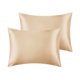 thumbnail image 1 of REGALWOVEN Juego de 2 fundas de almohada de satén para cabello y piel con cierre de sobre estándar dorado, 1 of 6