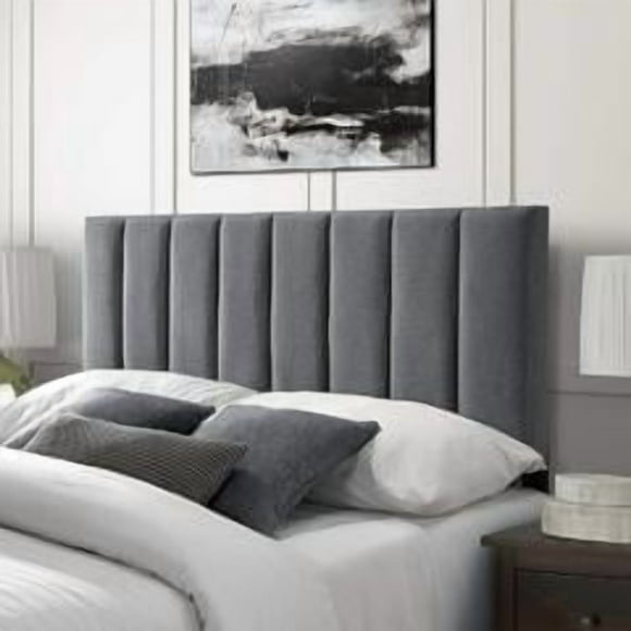 Respaldo Tubular al piso Lino Gris Oscuro King