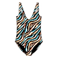 Samia - Traje De Baño Enterito Básico Estampado Naranja M