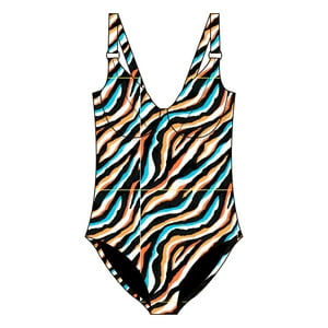Samia - Traje De Baño Enterito Básico Estampado Naranja S