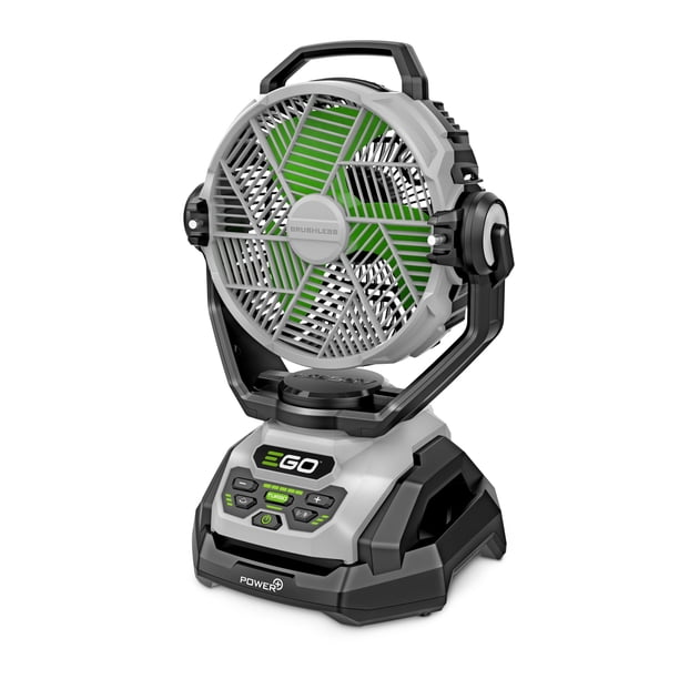 Ventilador oscilante con nebulización EGO Power+ FN1000 de 10 pulgadas, 1700 CFM, 20 MPH, 6 modos de velocidad, 3 modos de oscilación y 3 modos de nebulización, batería y cargador no incluidos, negro
