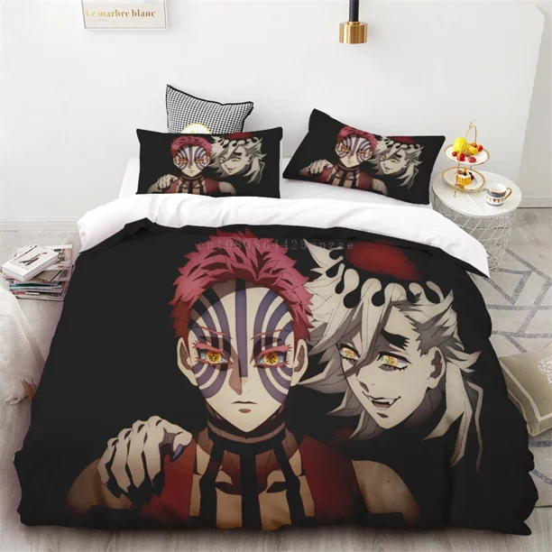 Duvet Cover Demon Slayer: Kimetsu No Yaiba Soft and Comfortable Full Size Queen Bed for Adults and Children Birthday Gift Bed Sheets