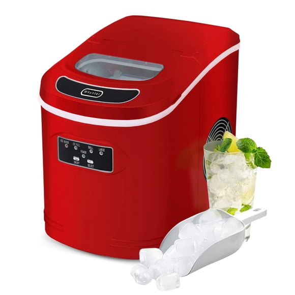 Máquina de hielo Whynter IMC-270MR, compacta y portátil, 12 kg, color rojo metálico