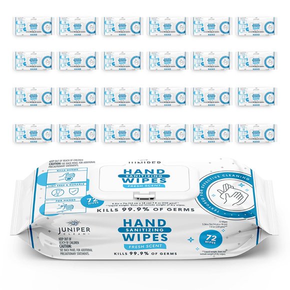 Toallitas Sanitizantes para Manos Juniper CLEAN Paquete de 24 con 1728 Unidades
