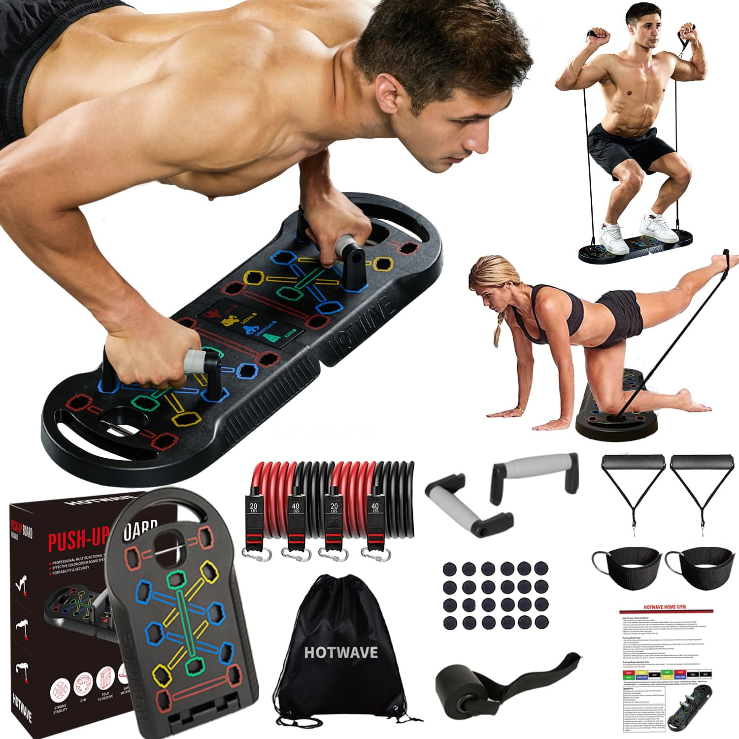 Equipo De Entrenamiento Para Gimnasio En Casa Hotwave, Tabla De Flexiones 20 En 1