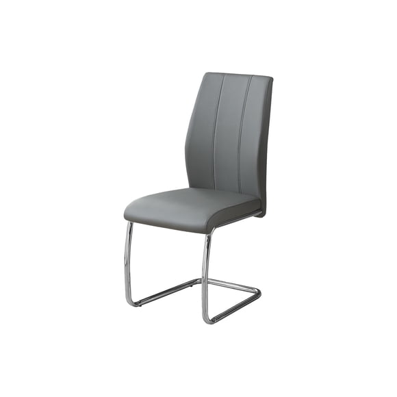 Silla de comedor Monarch Specialties con aspecto de piel gris, 39 cm, 2 unidades