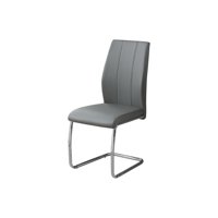 Silla De Comedor Monarch Specialties Con Aspecto De Piel Gris, 39 Cm, 2 Unidades