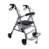 Glomed - Andador Burrito Ortopédico Asiento Y Rueda Delantera Gris