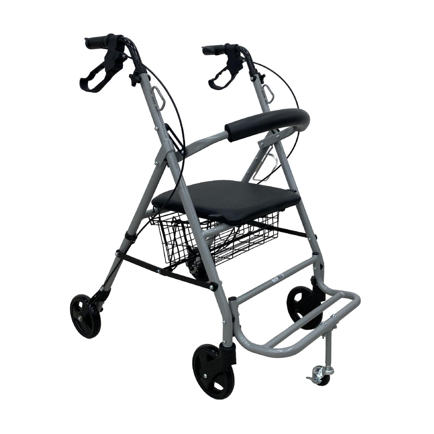 Glomed - Andador Burrito Ortopédico Asiento Y Rueda Delantera Gris