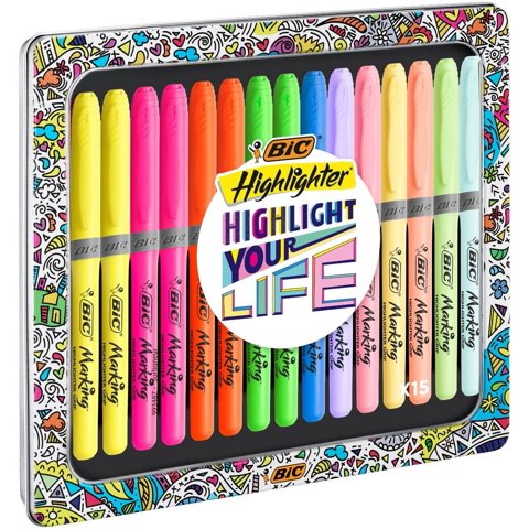 Highlighter Bic Collection Box, 15 Unidades, Varios Colores