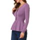 thumbnail image 4 of INSPIRE CHIC Suéter Peplum de Mujer con Cuello en V, Manga Larga, Tejido con Cintura Ceñida para Uso Casual y Estilo Diario L Púrpura, 4 of 8