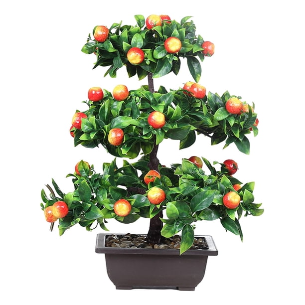 Plantas Artificiales En Maceta, Altura 34 Cm, Realistas Para Decoración De Oficina, Manzana Multiusos