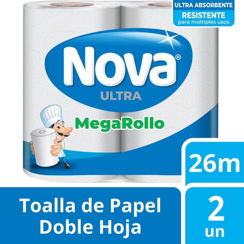 Nova - Toalla De Papel Ultra Megarollo Doble Hoja 26 M 2 Un