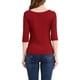 thumbnail image 3 of INSPIRE CHIC Camisetas de Mujer Mangas al Codo Cuello Barco Ajuste Ceñido Casual Vino Rojo XS, 3 of 8