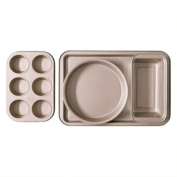 Set De Molde Antiadherentes Silver Gold 4 Piezas Acero Al Carbono Dorado