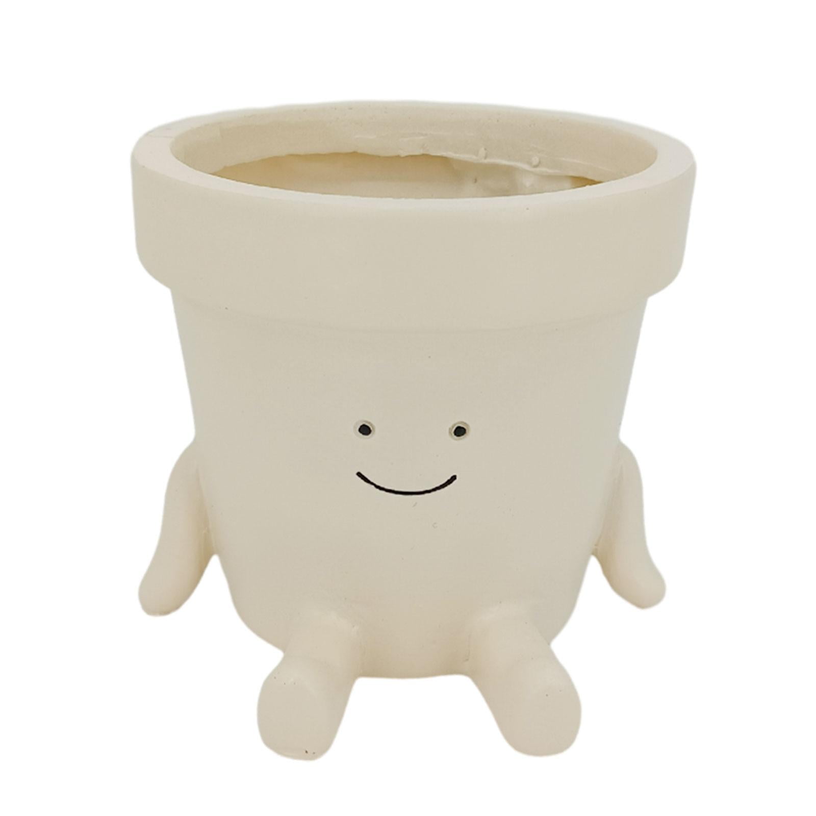 Magideal - Macetero De Dibujos Animados Sonriente, Florero Decorativo, Accesorios De Resina Para Jardín, Maceta Para Flores Sentada, Maceta Para Mesa, Estantería