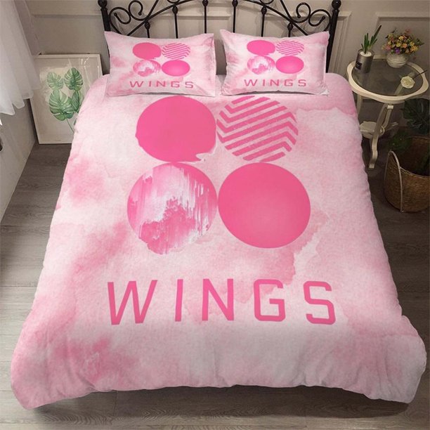 BTS Bangtan Boys Quilt Duvet Cover Set Bedclothes Bed Linen Super Kids3-Piece Bedding Set