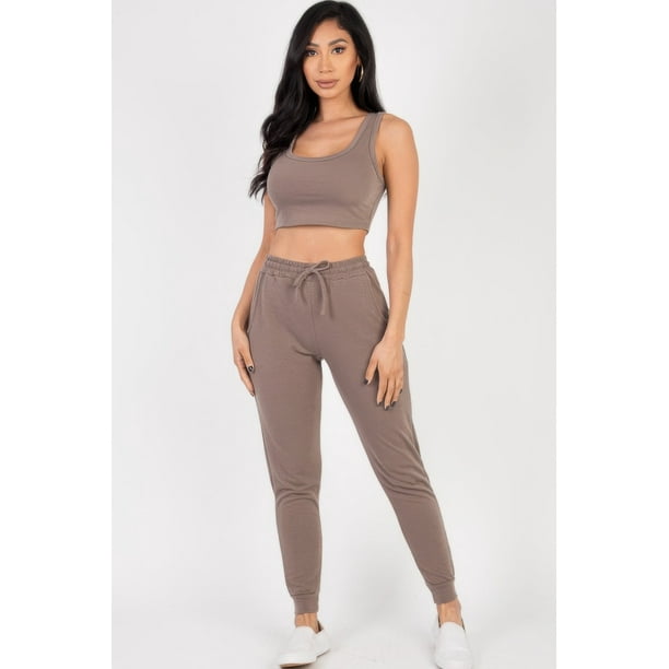 Conjunto de Camiseta sin Mangas Corta de Felpa Francesa y Pantalones Deportivos