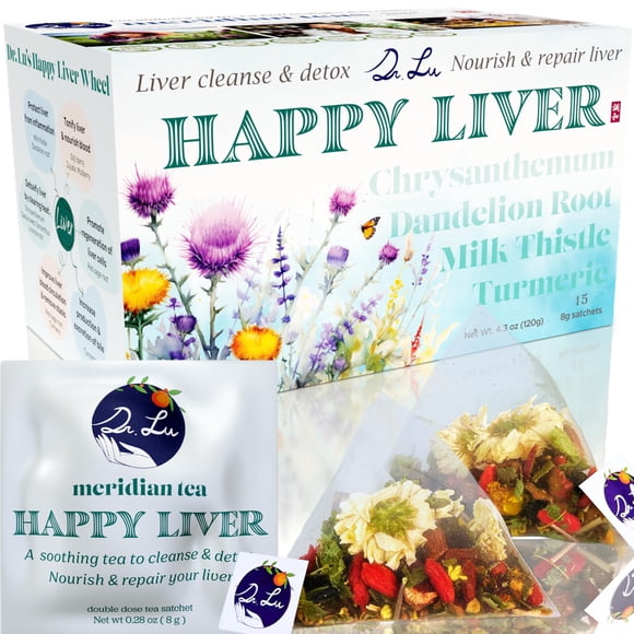 Té Dr. Lu Happy Liver Mezcla Natural para Desintoxicación y Reparación del Hígado