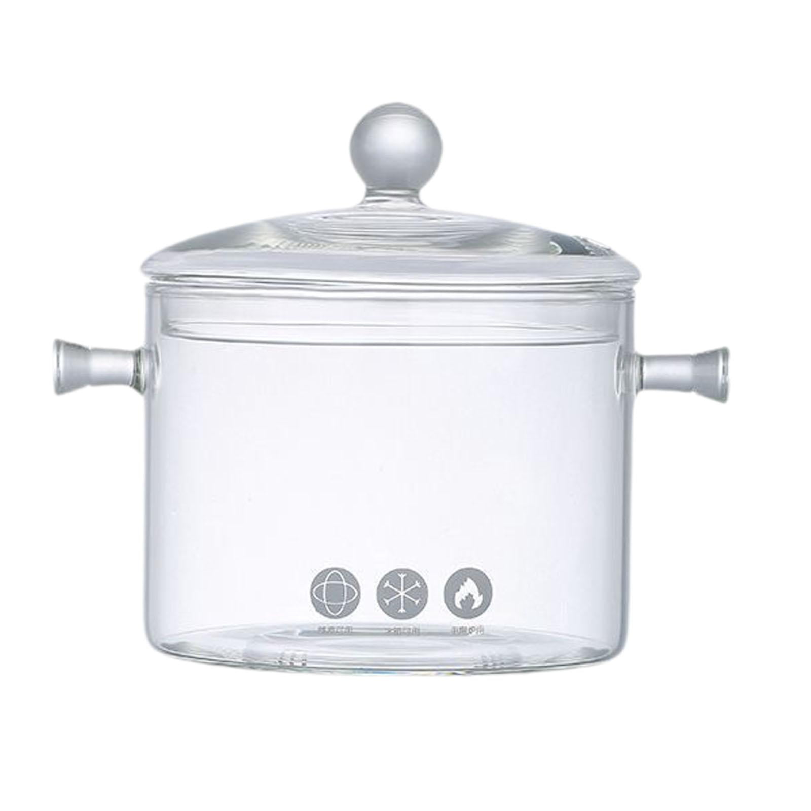 Uucntr - Olla De Cristal Con Tapa, Doble Asa, Para Pasta, Cereales, Leche, Transparente, 1300ml