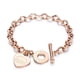 thumbnail image 1 of Pulsera de eslabones grabados de acero inoxidable con hebilla OT para mujeres y niñas, 1 of 7