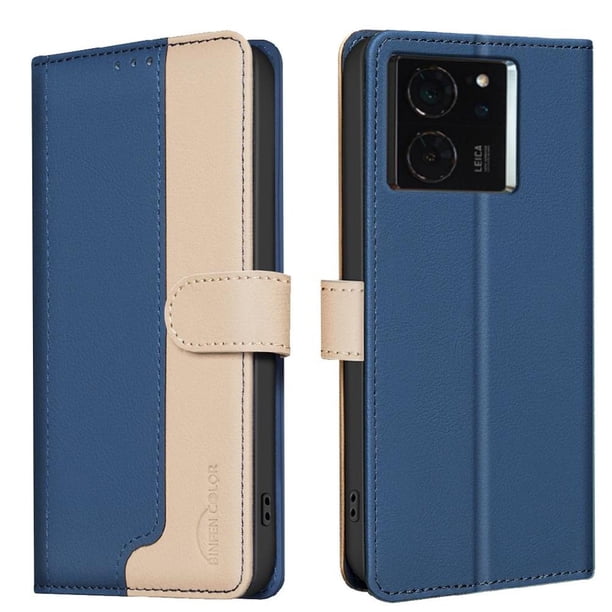 Funda Cartera con Bloqueo RFID para Xiaomi 14T con Ranuras y Soporte Azul