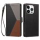 thumbnail image 3 of Cartera Plegable para iPhone 15 Pro Max, PU Tricolor con Ranuras, Negro, 3 of 6