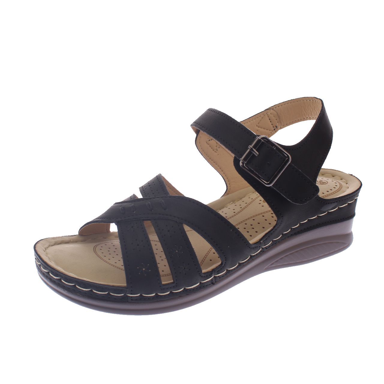 Vía Franca - Sandalia Confort Negro Modelo Italiano