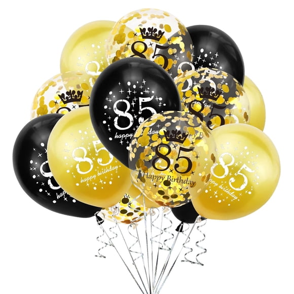 Globo SHUNTAI 30 cm 85.º Cumpleaños Negro y Dorado