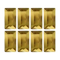 Magideal - 8 Platos Desechables De Papel De Aluminio Rectangulares, Platos De Papel Para Fiestas, Utensilios Para Cafeterías, Restaurantes, Eventos, Bodas Y Repo Oro