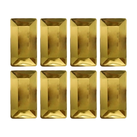Magideal - 8 Platos Desechables De Papel De Aluminio Rectangulares, Platos De Papel Para Fiestas, Utensilios Para Cafeterías, Restaurantes, Eventos, Bodas Y Repo Oro