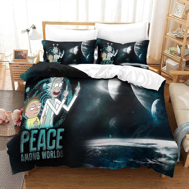 Funda nórdica para cama Ric-k Bedding Se y Morty Edredón ligero de 3 piezas con estampado 3D Se,