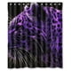 thumbnail image 1 of Cortina de ducha artística con diseño de tigre morado y lunares negros, con ganchos, tamaño 60 x 72 pulgadas, 1 of 3