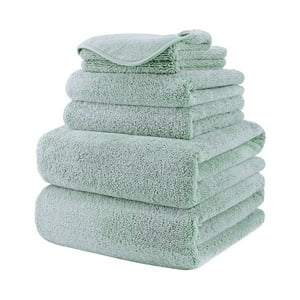 Aura Zeus - Juego De 6 Toallas De Baño Microfibra De Mano Verde Playa Az