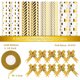 thumbnail image 2 of Whaline Gold Star Stripe Wrapping Paper, 8 Sheets, Gold and White, 2 of 3