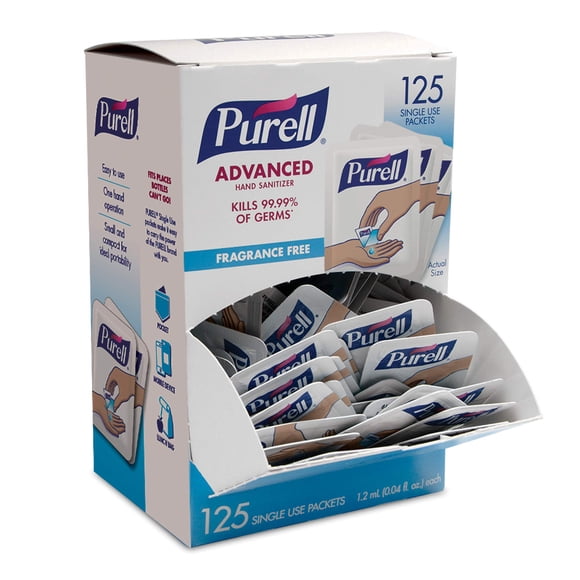 Desinfectante de manos Purell Singles Advanced Gel 125 ml, paquete de 125