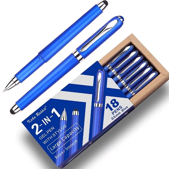 Bolígrafo stylus de tinta gel KAKA RABBIT, paquete de 18, tinta azul de 0,5 mm