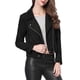 thumbnail image 2 of INSPIRE CHIC Chaqueta de motocicleta para mujer de imitación de gamuza color sólido con cremallera asimétrica 2XL Negro, 2 of 7