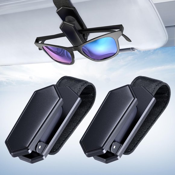Veharvim Sunglass Holder for Car, One-Handed Operation, Black