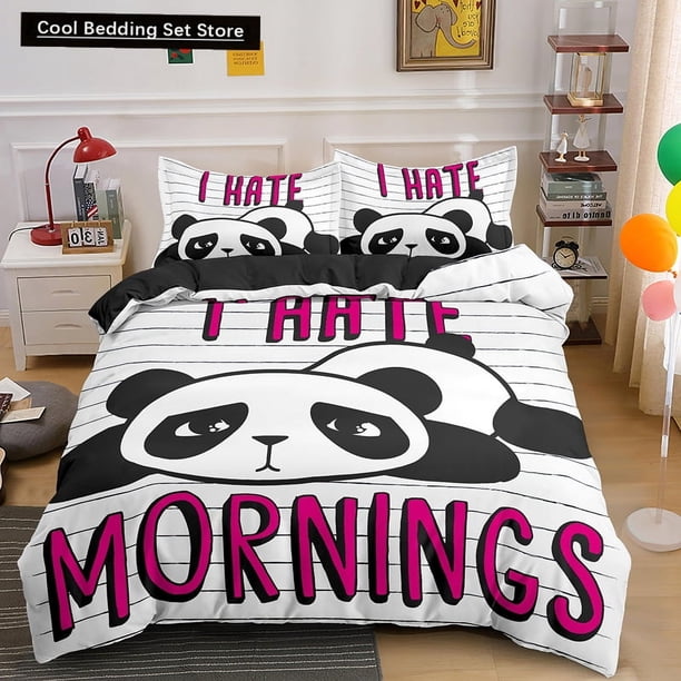 x312 Bed SheetsCartoon Panda Bedding Set Printed Cute Animal Duvet Cover Sets Full Size Bed Clothes for Adult Kids Gifts 3-Piece Bedding Set (1 Duvet Cover + 2 Pillow Shams) nj312