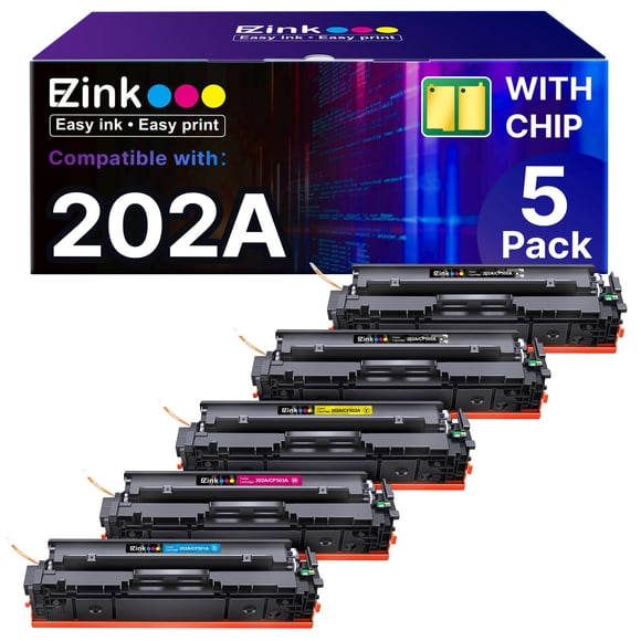 Paquete de 5 cartuchos de tóner E-Z Ink 202A/202X con chip