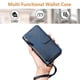 thumbnail image 4 of Funda tipo cartera para Ulefone Note 14 con bolsillo con cremallera, tarjetero, soporte, correa para la muñeca y tapa de cuero azul, 4 of 5