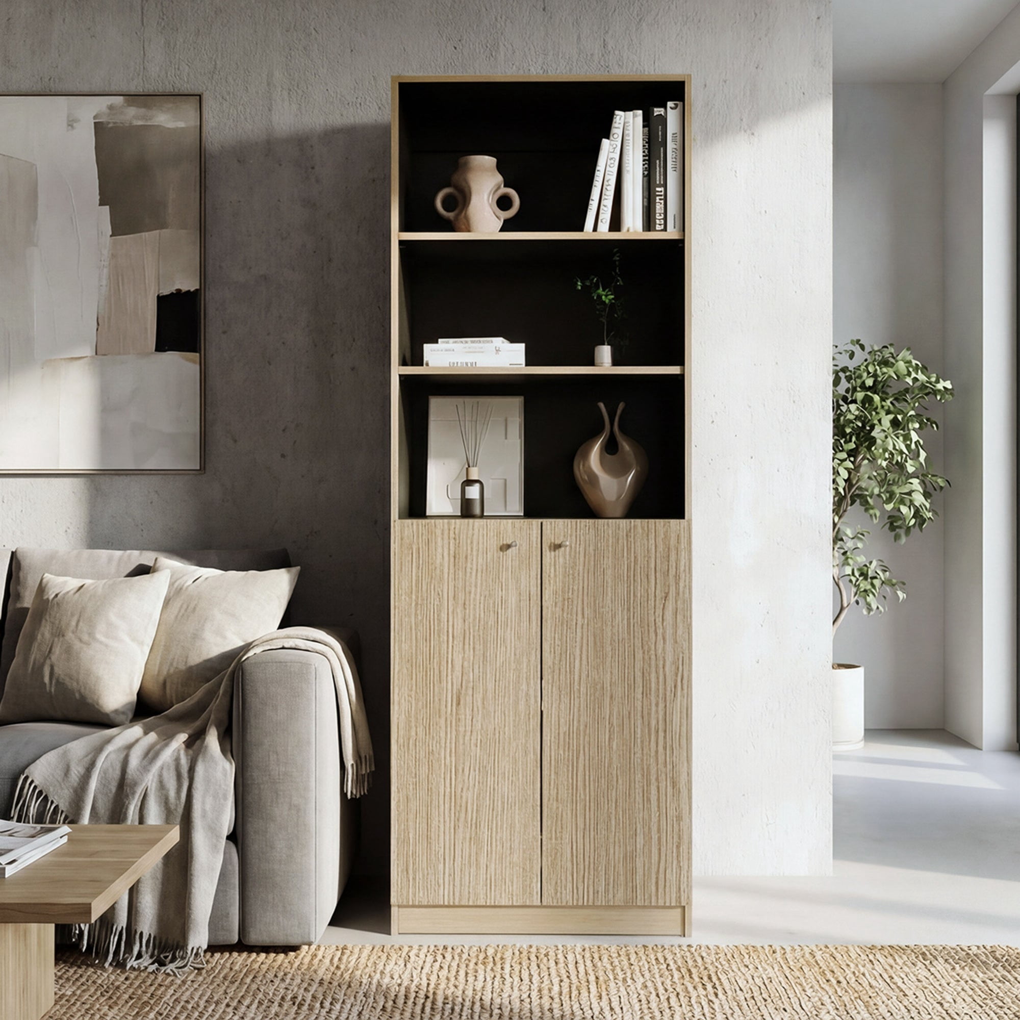 Tuhome - Estante 2 Puertas Home E4 180,6x62,9x31,4 Cm Cartagena Y Wengue