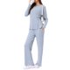 thumbnail image 4 of INSPIRE CHIC Conjunto de Pijamas para Mujer Cuello Redondo Manga Larga Ropa de Dormir Suave Pijamas Ropa de Casa con Bolsillo XS Azul, 4 of 6