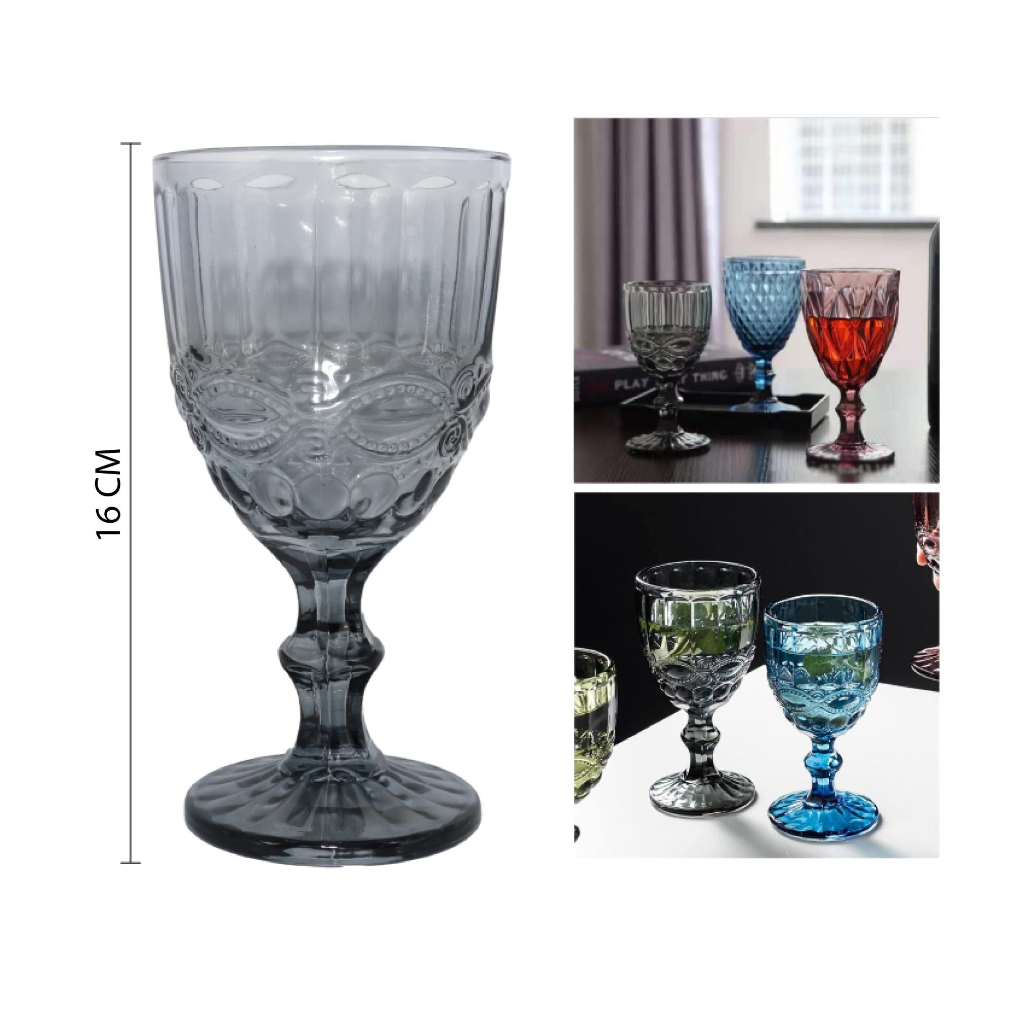 Xianzhu - Pack 6 Copa Tallada Para Vino 330ml - Gris